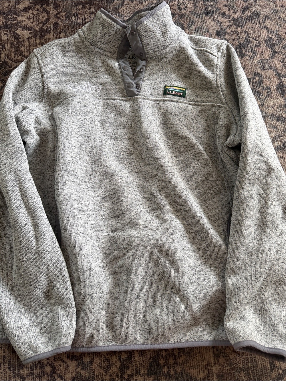 L.L. Bean Women's Heather Gray Zip-Up Mock Neck Fleece